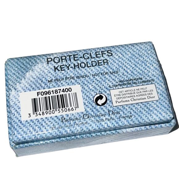 AUTH VTG Christian Dior Miss Dior Nameplate Logo Denim Keychain Key Holder Fob - Picture 12 of 14